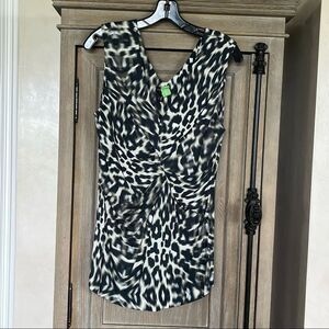 Escada blouse tank animal print rouched medium